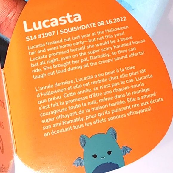 🎃 LUCASTA 🦇 Teal Blue Bat Halloween 2023 Original Squishmallow ☆》NWT《☆ - Picture 4 of 7